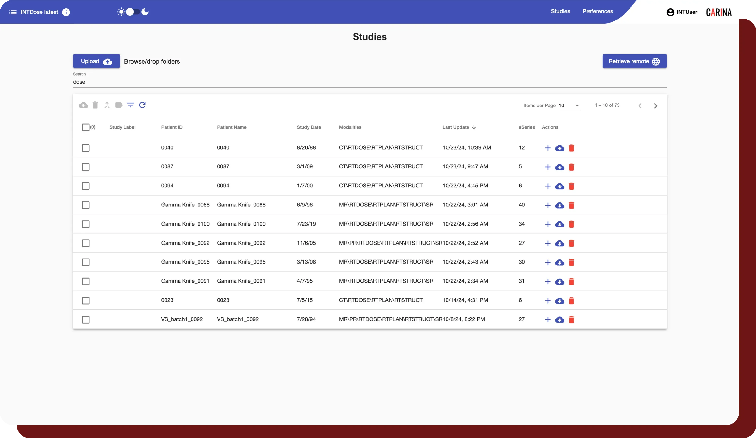 INTDose study list — automatic task execution polling for new studies and verifying them in the background