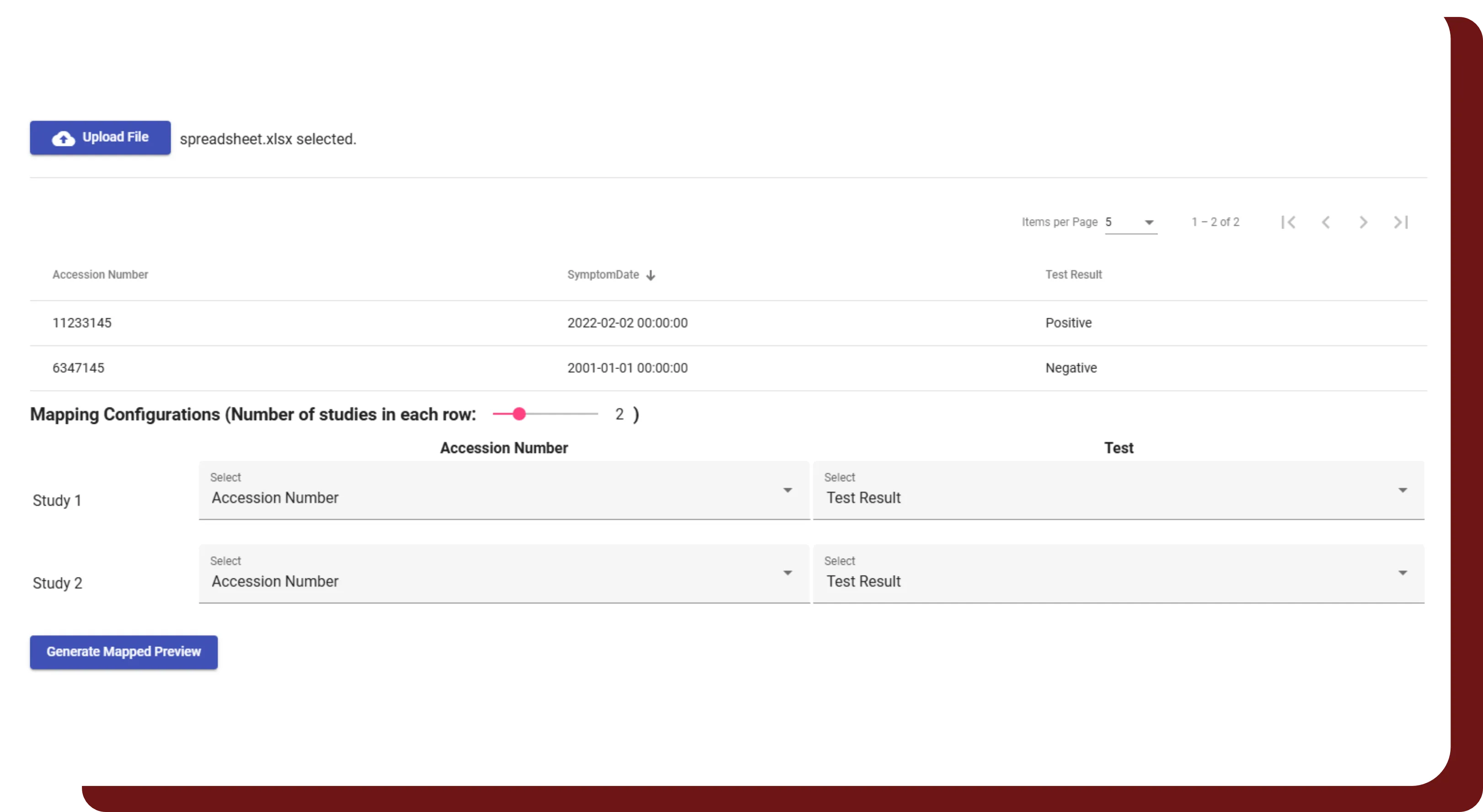 An image of DeIdentifier's user interface for uploading clinical non-imaging data to a project.